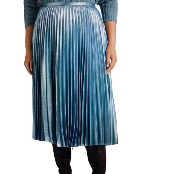 Lauren Ralph Lauren Dresses & Skirts - NWT LAUREN RALPH LAUREN PLEATED METALLIC CHIFFON SKIRT HIGHLAND SEASILVER FOIL 1